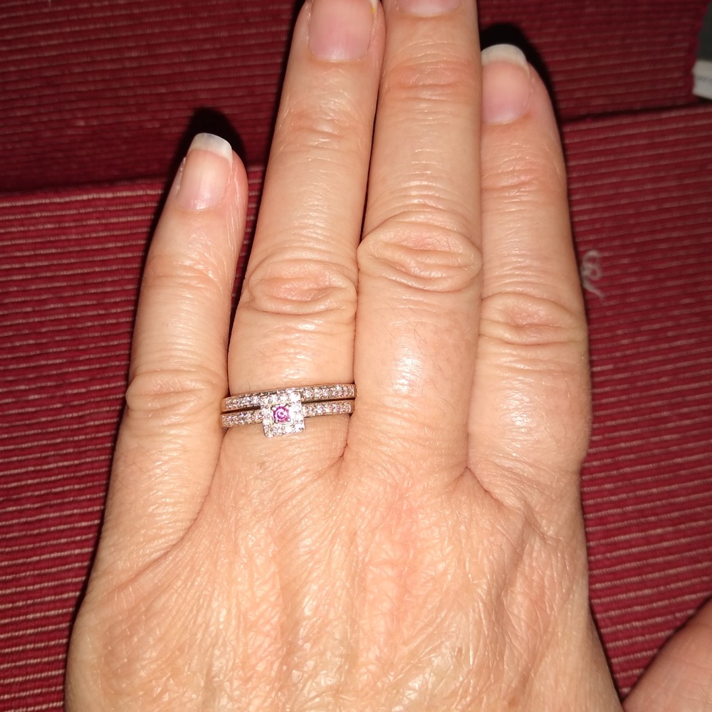 💍Diamond & Sterling Silver Wedding Set (with receipt)